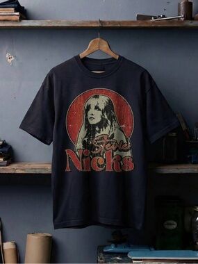 Stevie Nicks Rock Shirt, Music Black Graphic Band-Style Tee - Stevie Nicks